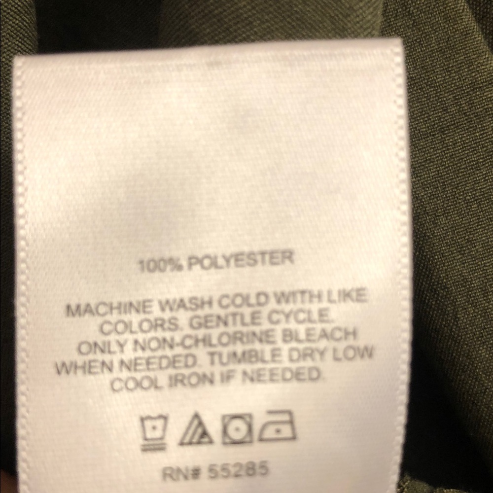 EXPRESS Army Green Button-Front Blouse - Picture 3 of 4